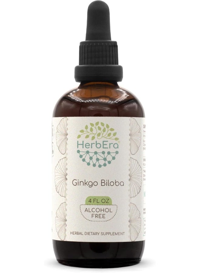 HerbEra Ginkgo Biloba B120 Alcohol-Free Herbal Extract Tincture, Super-Concentrated Ginkgo Biloba (Ginkgo Biloba) Dried Leaf 4 fl oz - Image 1